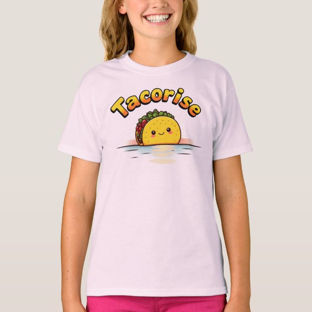 Tacorise Adorable Kawaii Taco Cute Happy Smiling  T Shirt (Framsida)