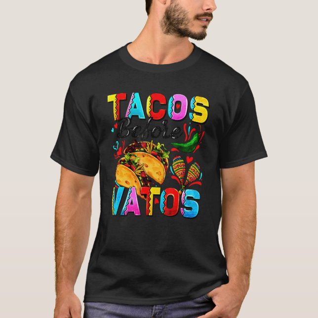 Tacos Before Vatos Happy Valentine's Day T Shirt (Framsida)