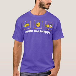 Tacos Bokar och kaffe Gör mig Lycklig Kawaii Stil T Shirt