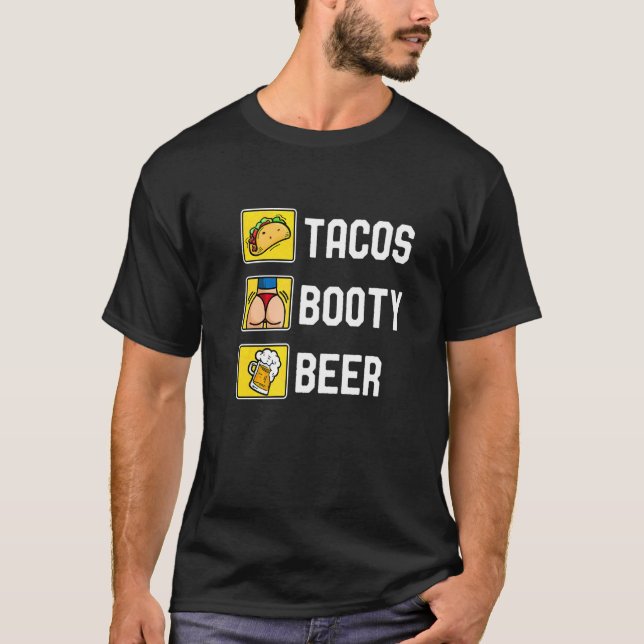 Tacos Booty och Beer College Fiesta Cinco de Mayo T Shirt (Framsida)