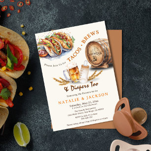 Tacos & Brews Diaper Avslappnad Par Baby Shower Inbjudningar
