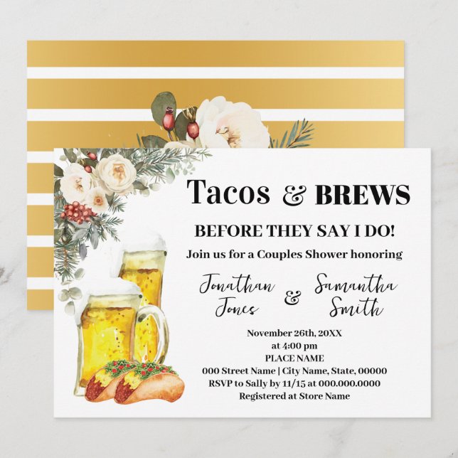 Tacos & Brews Innan Jag Gör Vinterdusch Inbjudningar (Fram/baksida)