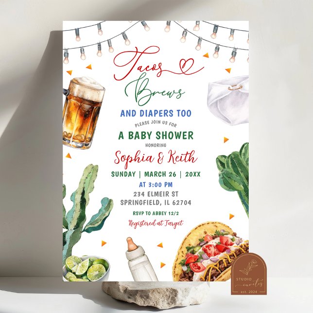 Tacos Brews och Diaper Baby Shower Inbjudningar (Skapare uppladdad)