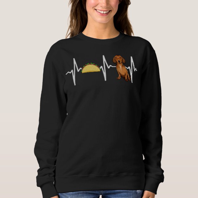 Tacos Brown Dachshund Heartslag Hund T Shirt (Framsida)