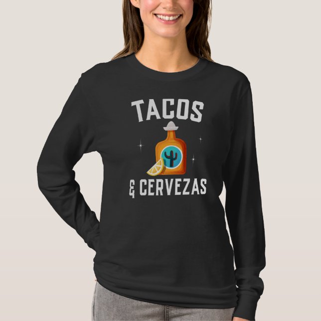 Tacos & Cervezas Cinco De Mayo Manar T Shirt (Framsida)