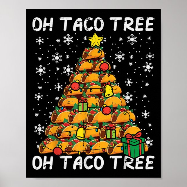Tacos Christmas Tree Funny Xmas Foodie Mexican Men Poster (Framsidan)