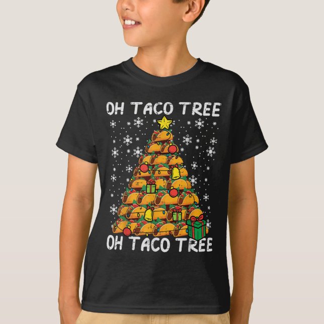 Tacos Christmas Tree Funny Xmas Foodie Mexican Men T Shirt (Framsida)