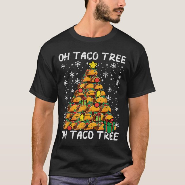 Tacos Christmas Tree Funny Xmas Foodie Mexican Men T Shirt (Framsida)