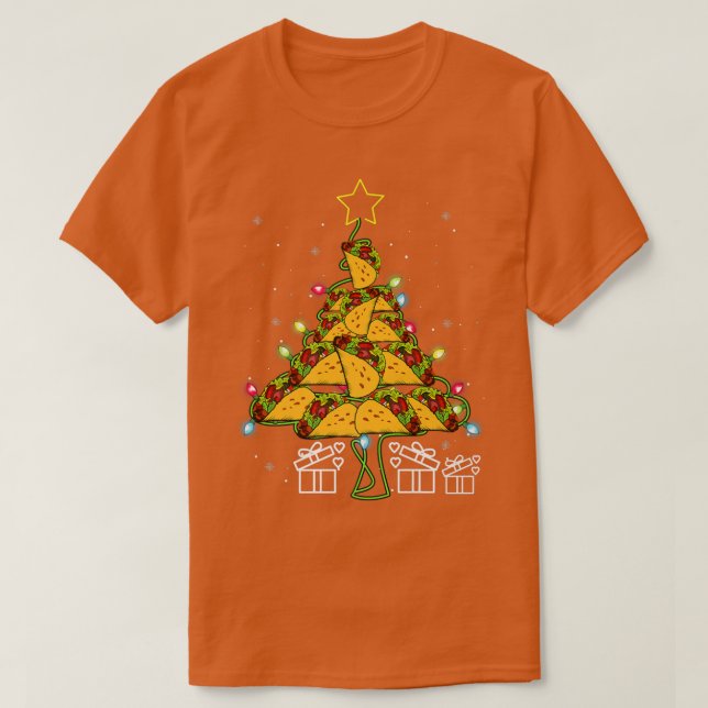 Tacos Christmas Tree Led Lights Cute Xmas Meican F T Shirt (Design framsida)