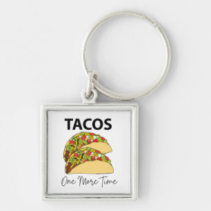 Tacos En gång till Mexikanska livsmedelsTaco Fyrkantig Silverfärgad Nyckelring