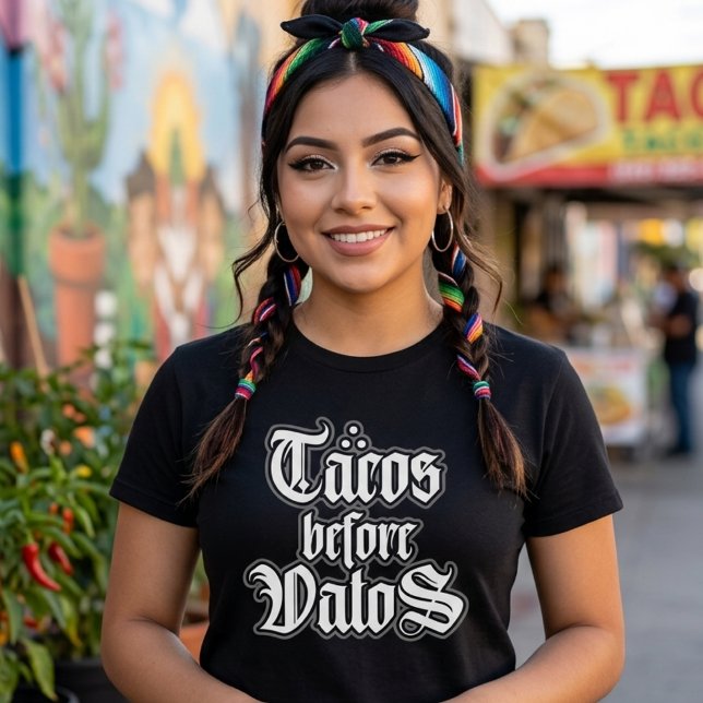 Tacos före Vatos Rolig T-shirt (Tacos before Vatos Funny T-shirt)