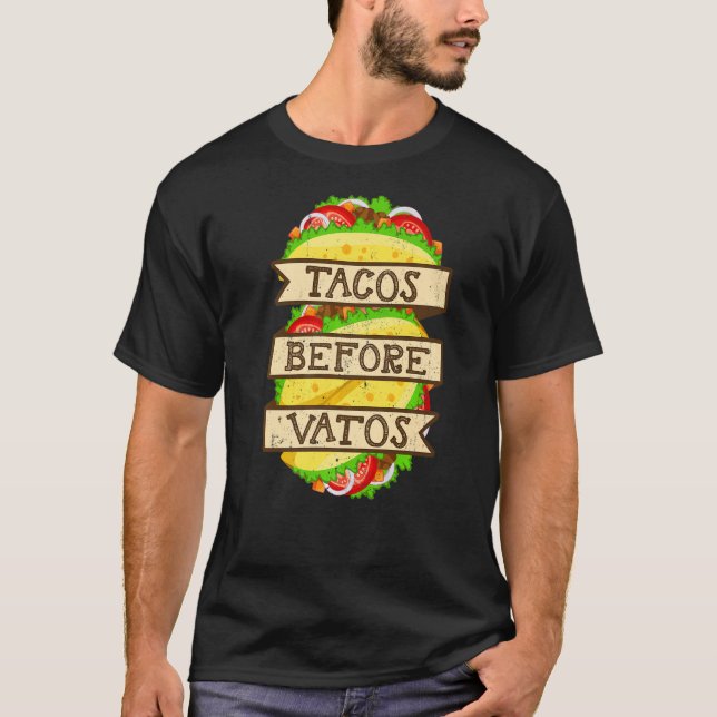 Tacos före Vatos Valentindagen Taco T Shirt (Framsida)