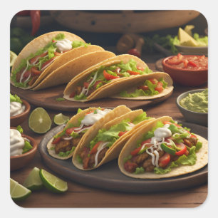 Tacos Fyrkantigt Klistermärke