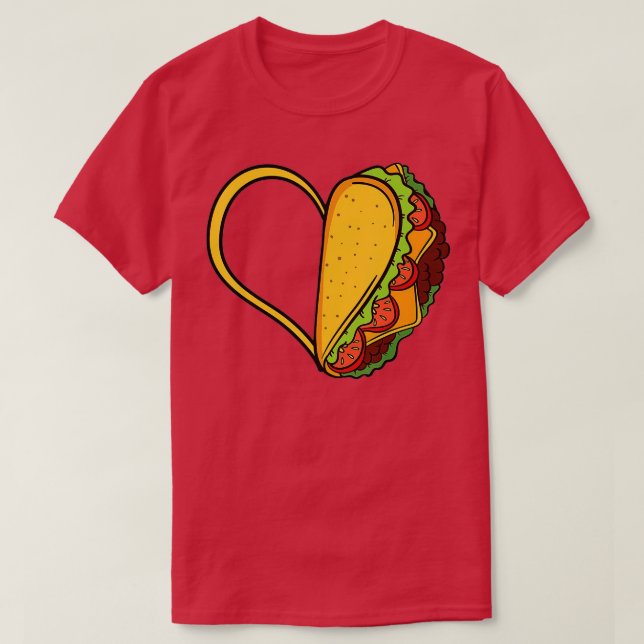 Tacos Heart Mexican Dish Street Food Chili Taquito T Shirt (Design framsida)