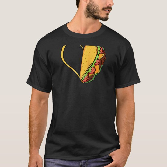 Tacos Heart Mexican Dish Street Food Chili Taquito T Shirt (Framsida)