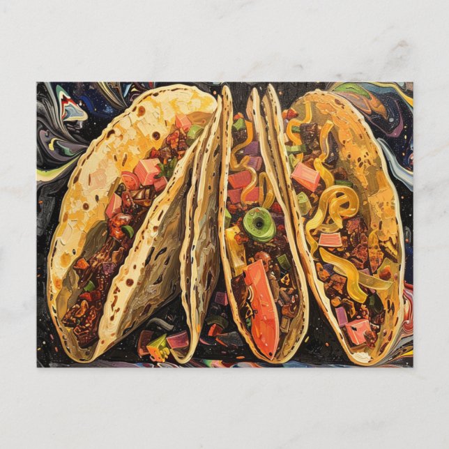 Tacos i Klimt Stil Vykort (Framsida)