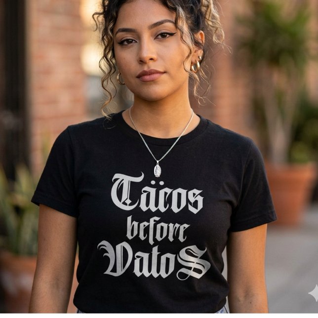 Tacos innan killar rolig skjorta t shirt (Tacos before vatos funny shirt)