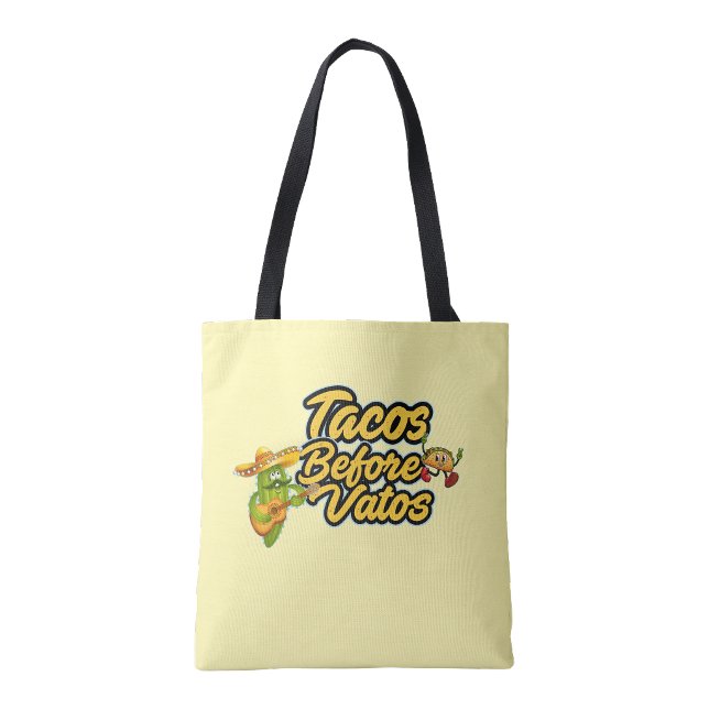Tacos innan Vatos handväskor Tygkasse (Tacos before Vatos Canvas tote bag)