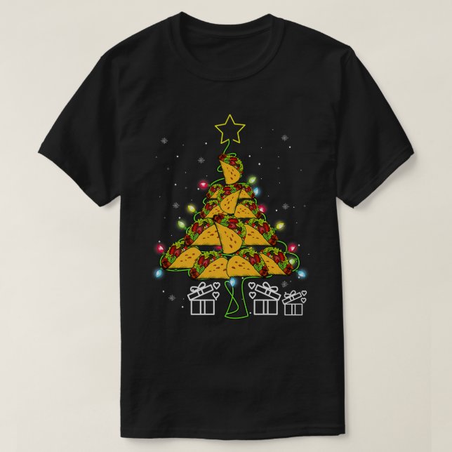 Tacos Julgran Led Ljus Cute Julafton Meican F T Shirt (Design framsida)