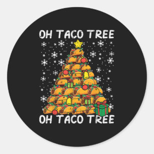 Tacos julgran rolig jul Matlagningsentusiast mexik Runt Klistermärke