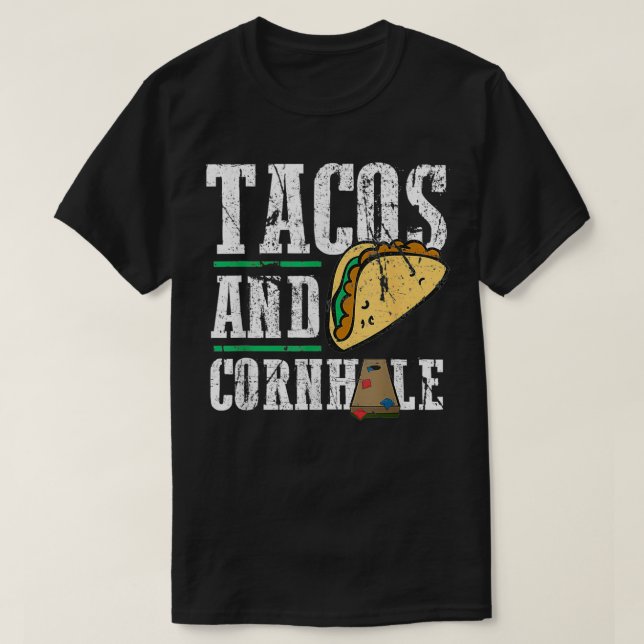 Tacos och Cornhole Funny Cornhole Board T Shirt (Design framsida)