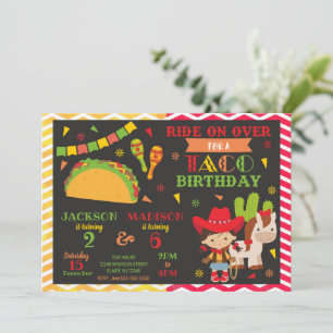 Tacos och Cowgirl gemensam födelsedag Fiesta-fes Inbjudningar