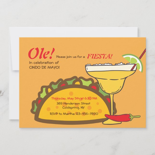 Tacos- och margaritainbjudan inbjudningar (Framsida)