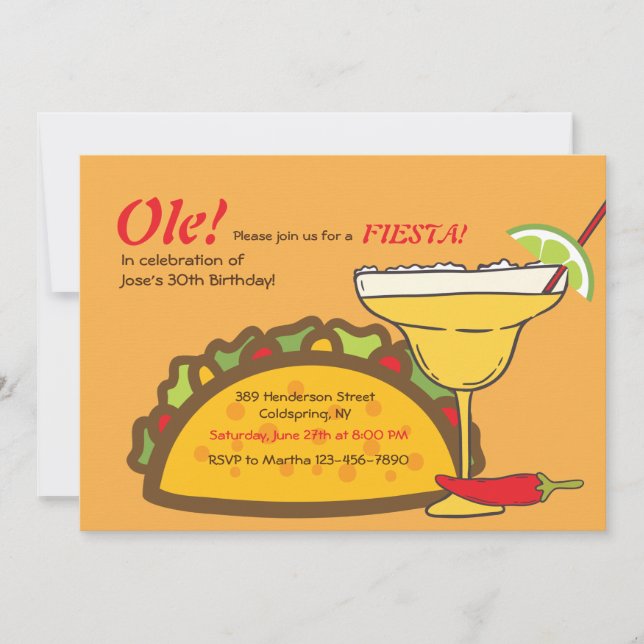 Tacos och Margaritas-inbjudan Inbjudningar (Framsida)