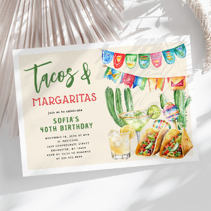 Tacos och Margaritas Mexikansk vuxen födelsedag Inbjudningar