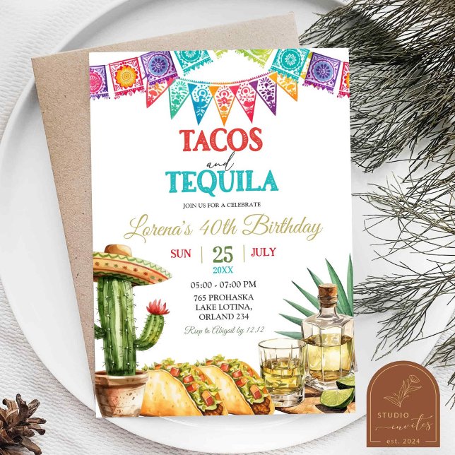 Tacos och Tequila 40:e Vuxen Fiesta Inbjudningar (Skapare uppladdad)