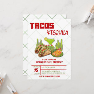 Tacos och Tequila 50-års mexikansk vuxenfödelsedag Inbjudningar