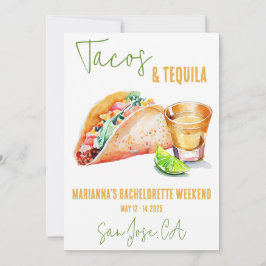 Tacos och Tequila Bachelorette Helg Party Inbjudningar