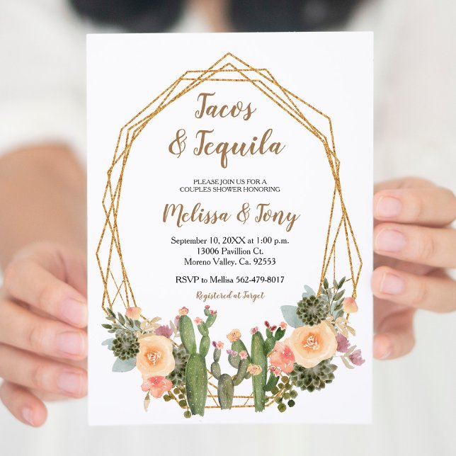 Tacos och Tequila Cactus Par Shower-inbjudan Inbjudningar (Skapare uppladdad)