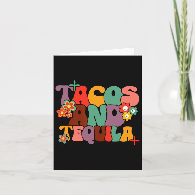 Tacos och Tequila Cinco de Mayo Groovy Mexican Dri Kort (Framsida)