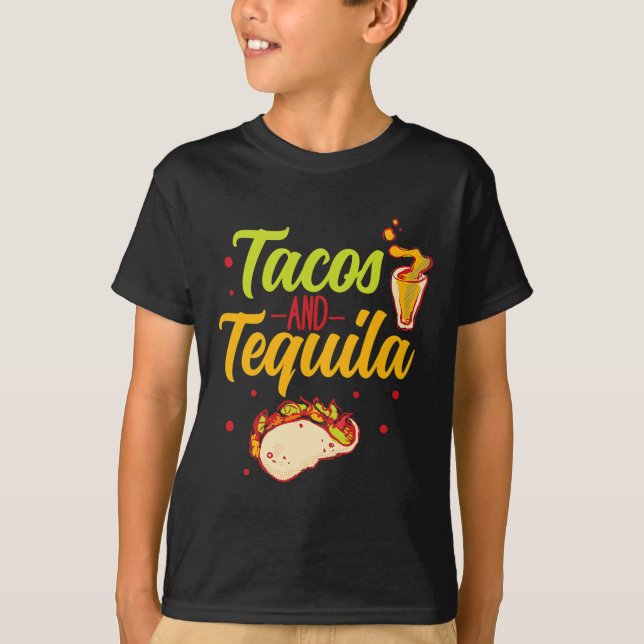 Tacos och Tequila Cinco de Mayo T Shirt (Framsida)