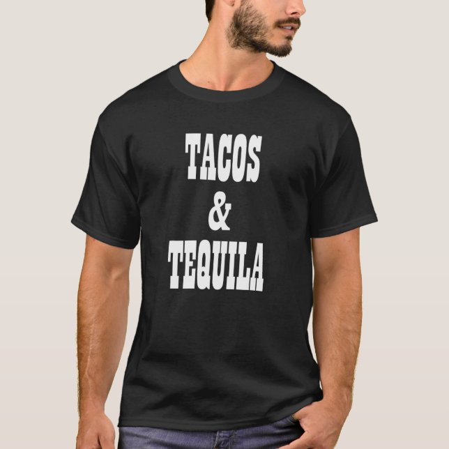 Tacos och Tequila Eating Taco Tequila Shots Drinki T Shirt (Framsida)