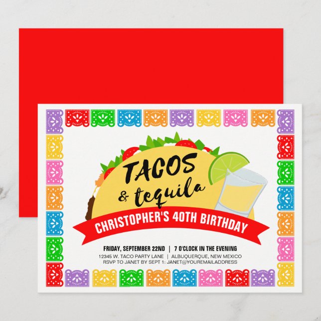 Tacos och Tequila Festin Inbjudan (Fram/baksida)