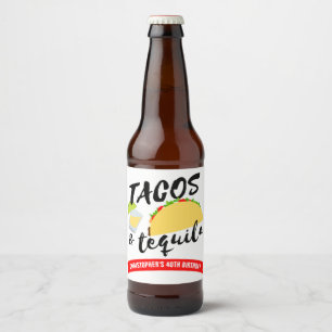 Tacos och Tequila Födelsedagsfest Ölflaska Etikett