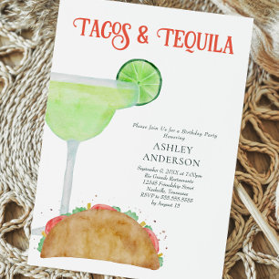 Tacos och Tequila Margarita Födelsedagsfest Inbjudningar