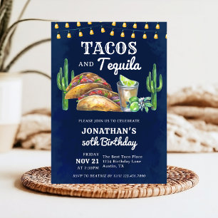 Tacos och Tequila Mexikansk Fiesta Vuxen Födelseda Inbjudningar
