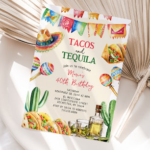 Tacos och Tequila Mexikansk Vuxen Födelsedag Inbjudningar