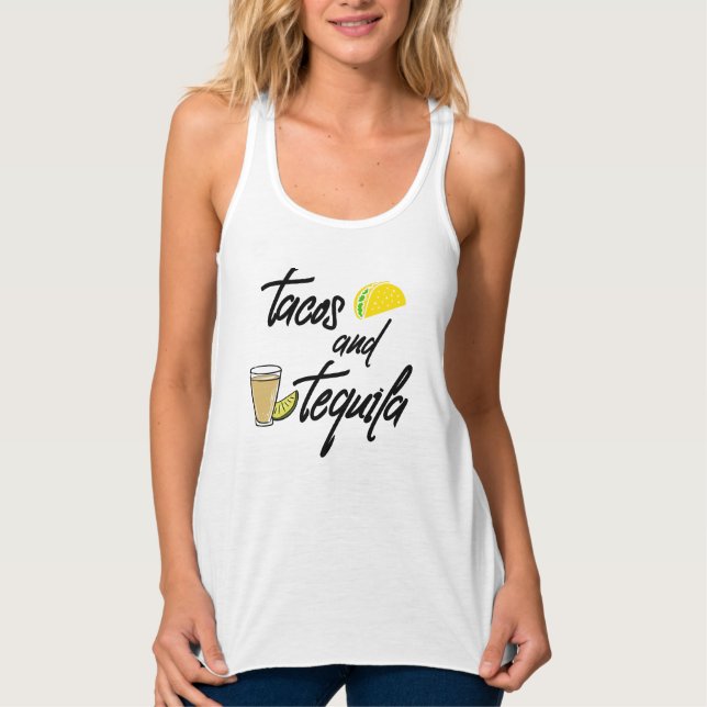 Tacos och Tequila Womens Graphic Linne Med Racerback (Framsida)