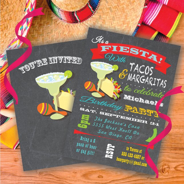 Tacos och Tequilla Mexican Fiesta Birthday Inbjudningar (Skapare uppladdad)