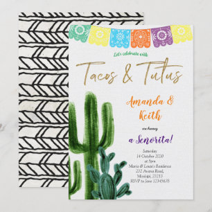 Tacos och Tutus Cactus Baby Shower-inbjudan Inbjudningar