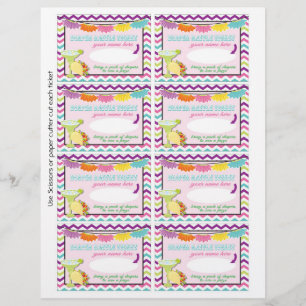 Tacos och tutus diaper raffle biljett babydusch reklamblad