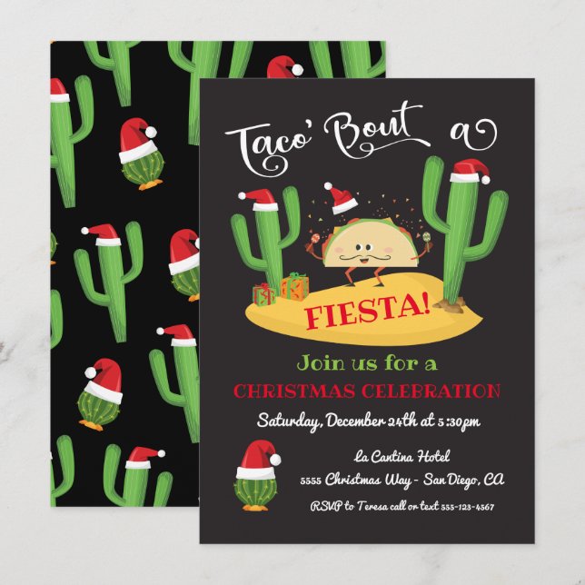 Taco's om julfestinbjudan till Fiesta Inbjudningar (Fram/baksida)