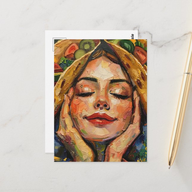 Tacos på mind Woman Vykort (Fram/Back In Situ)