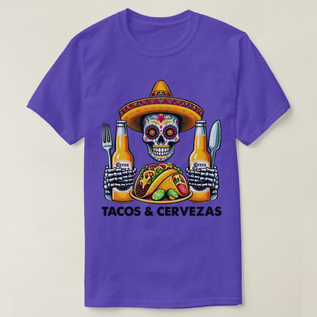 Tacos s Funny Mexican Sugar Skull T Shirt (Design framsida)