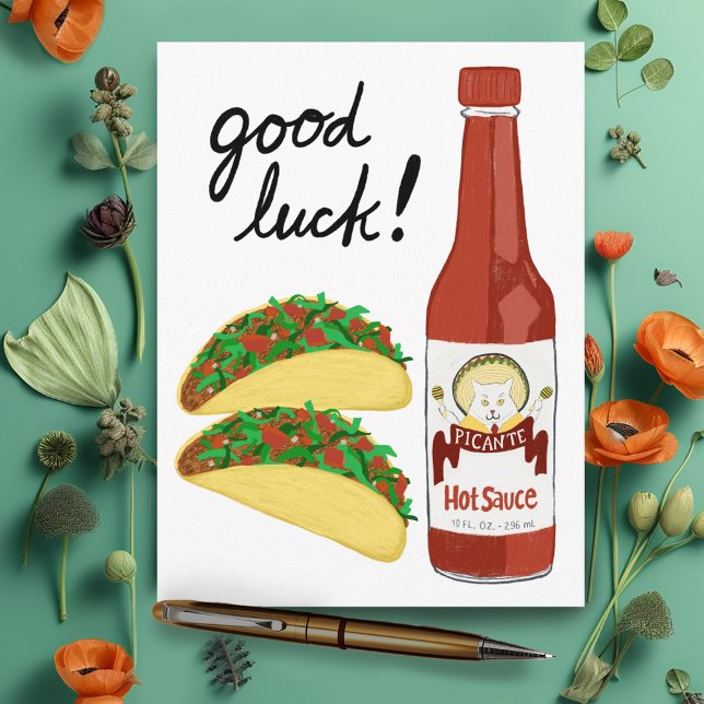 TACOS Spicy Hett Sauce Cat Maracas LYCKA TILL Vykort (TACOS Spicy Hot Sauce Cat Maracas GOOD LUCK Postcard
)