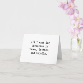 Tacos, tatueringar, tequila julkort kort